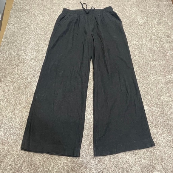 Briggs womens pull on wide leg pants sz X-Large black high rise linen blend - Picture 3 of 12